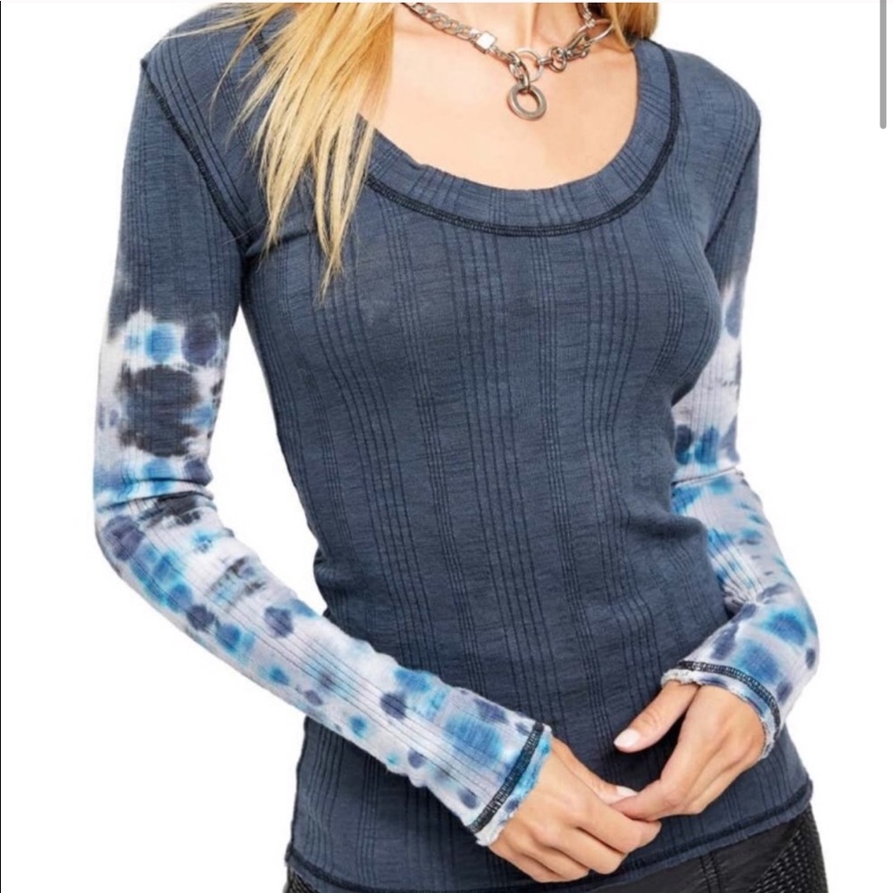FREE PEOPLE Big Sur Tie Dyed Long Sleeve Tee - Picture 1 of 9
